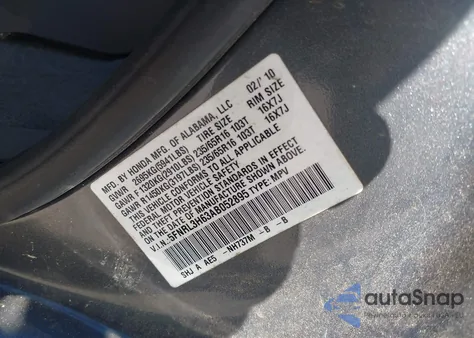 2010 Honda Odyssey Ex-L from USA, damaged, VIN 5FNRL3H63AB052895